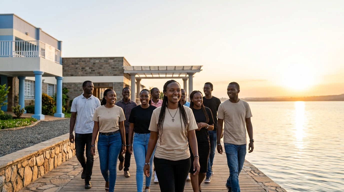 Young adults walking together